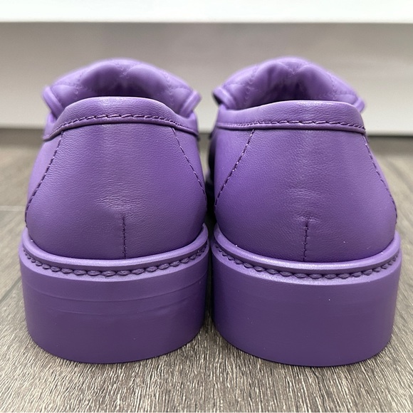 2023 CHANEL CC LOGO LOCK PURPLE LEATHER LOAFERS OXFORD SHOES 37 NEW - Picture 15 of 16
